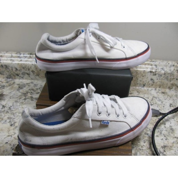 Keds sneakers, size 6 heavy duty cotton. Dryer markers on back of one shoe. - Picture 2 of 11
